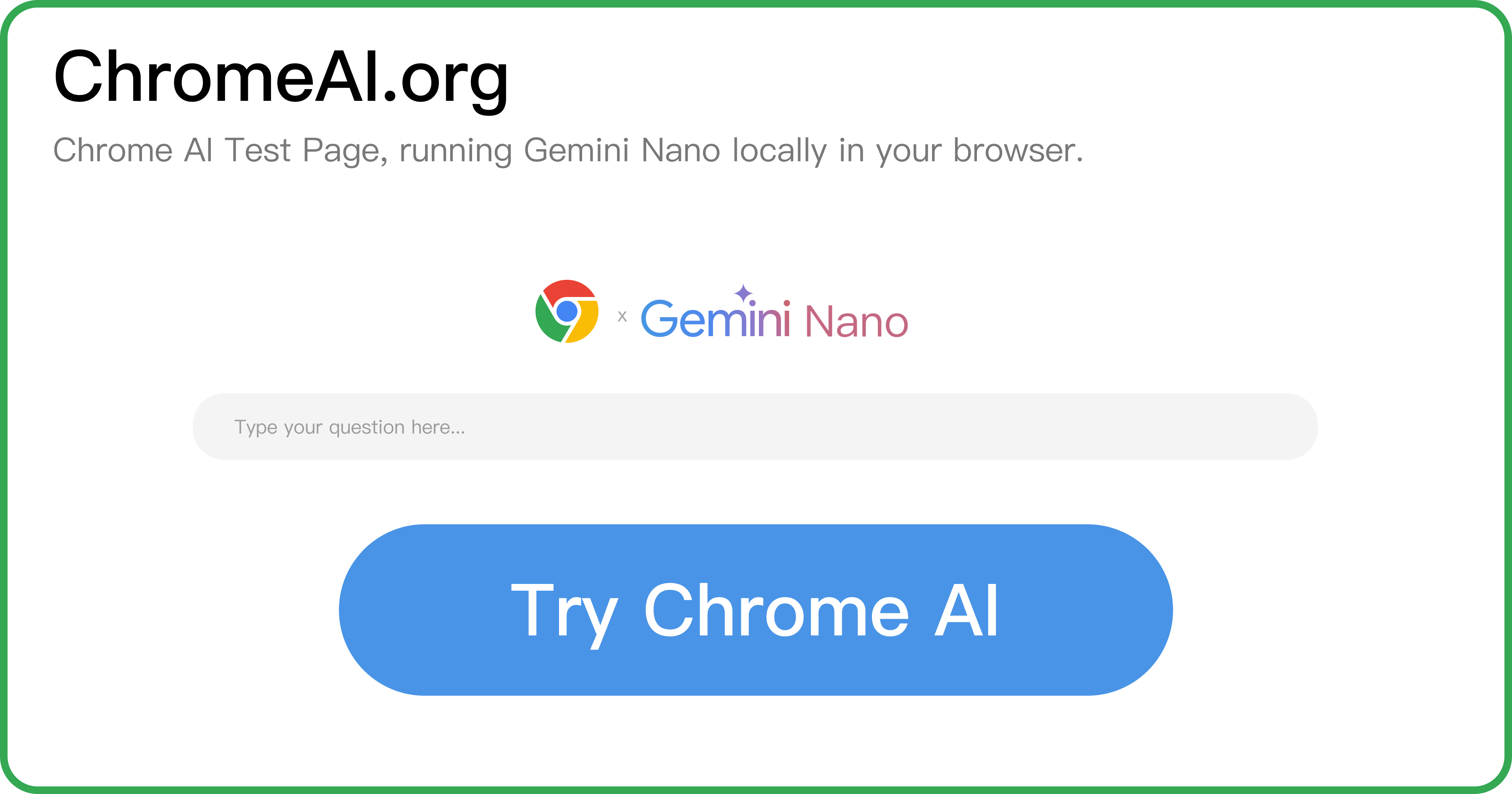 Chrome Built-In AI Gemini Nano Test Page